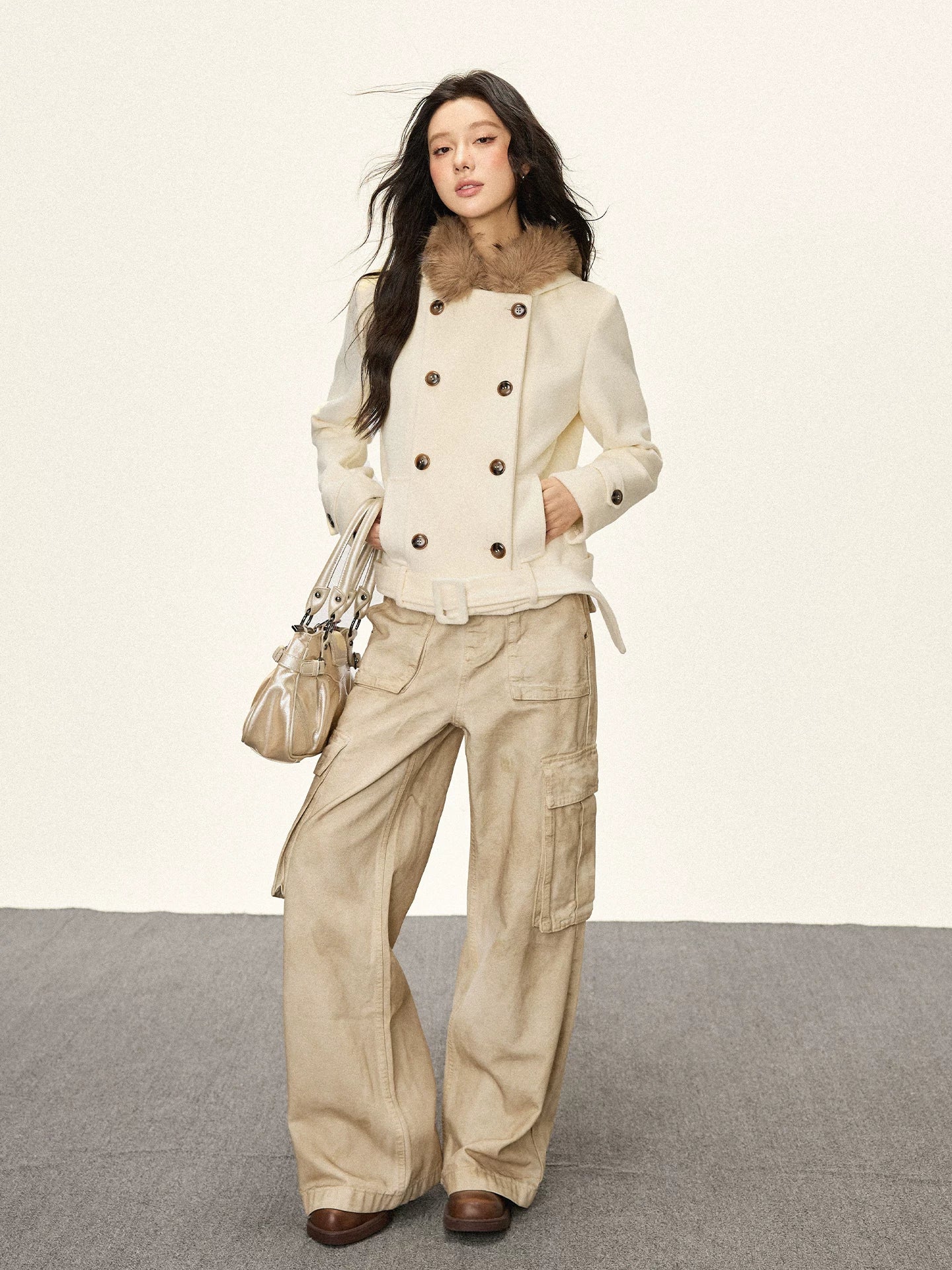 Cherry Melody Double-breasted Tweed Hooded Jacket