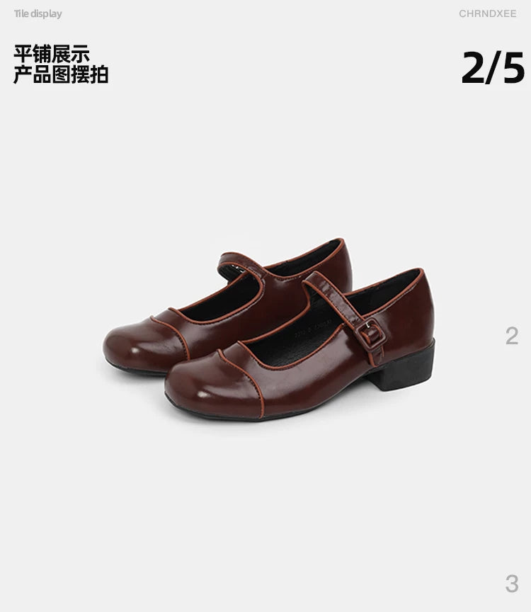 CHRNDXEE Retro Light Mouth Thick Heel Shoes