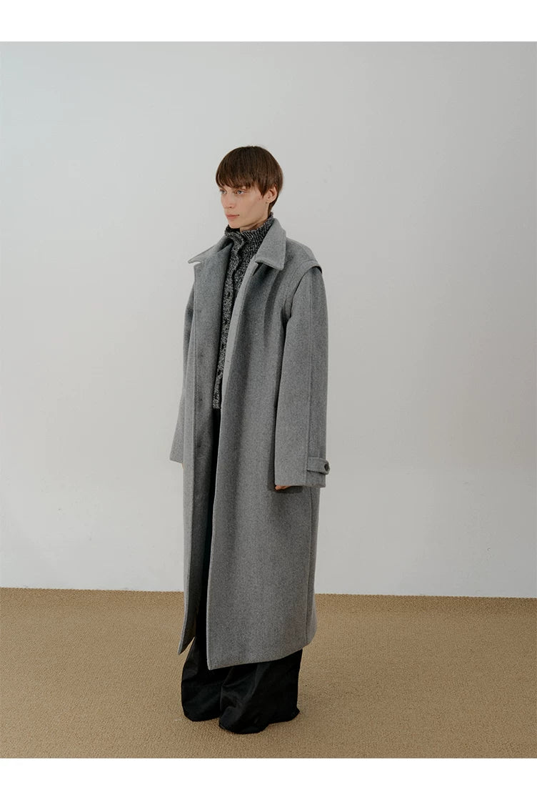 COLN Simple Long Single-breasted Coat