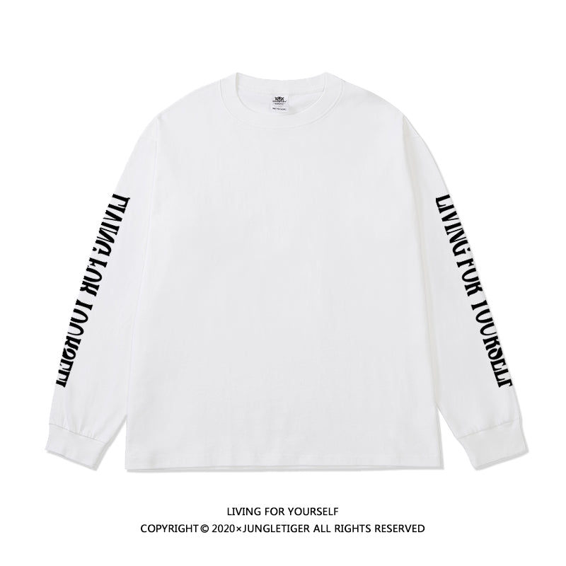 Jungle tiger letter cotton long sleeve Tee