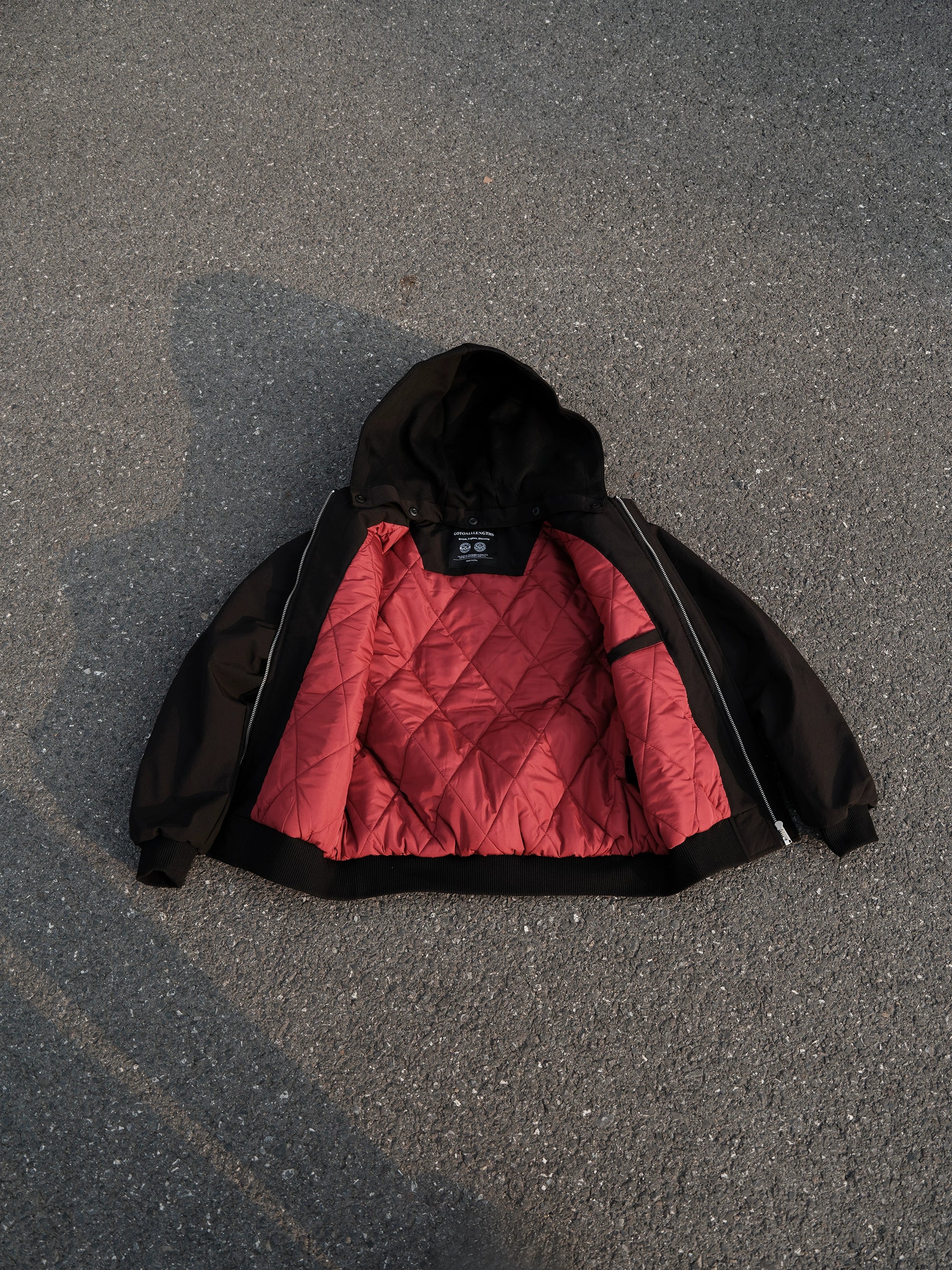 GTAL Fake Two-piece Hooded Removable Embroidered Padded Jacket