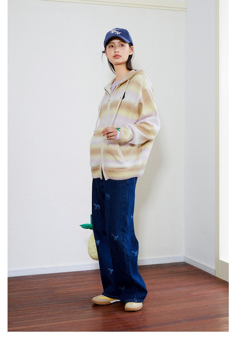 MoodLikeMe Laser-burned Cat and Dog Jeans