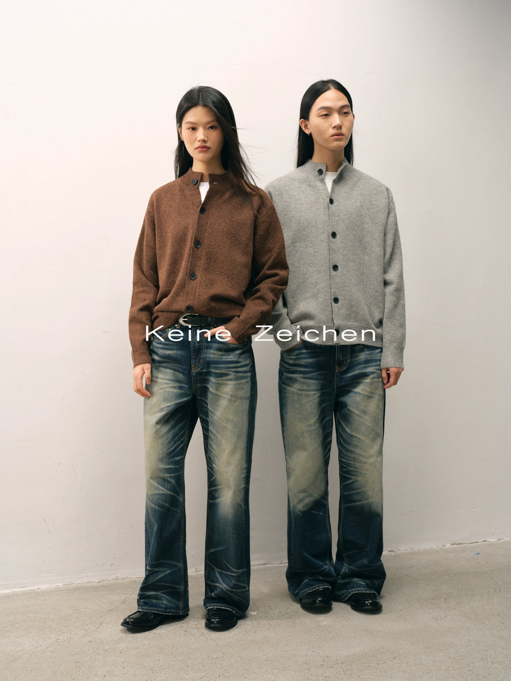 NO LOGO Knitted Button-up Neck Cardigan Sweater