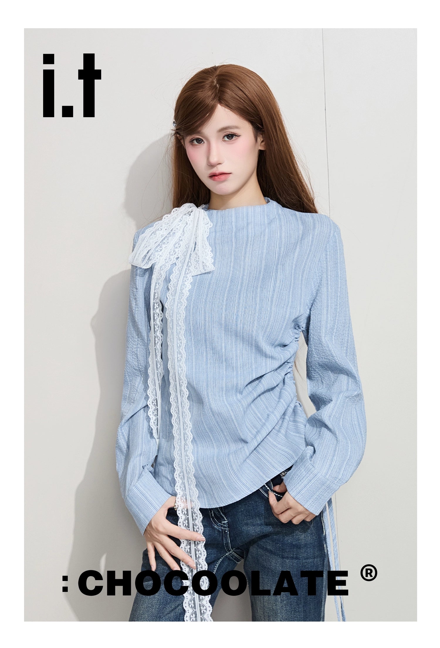 IT: GROUNDZERO Silk Scarf Foreign Style Casual Long Sleeve