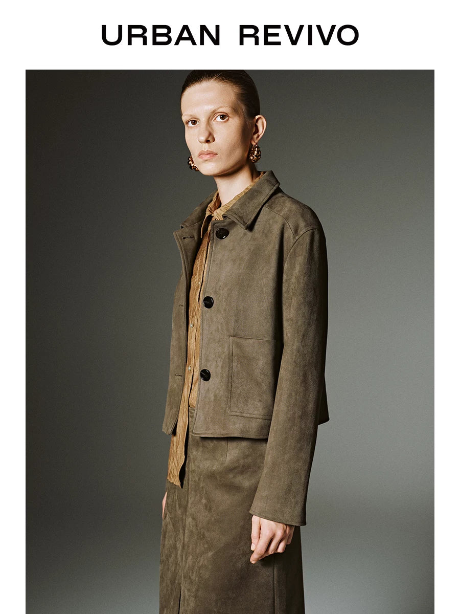 UR Vintage Suede Textured Short Jacket