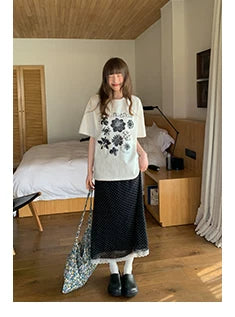 KANO Chiffon Polka Dot Slim-fit Skirt