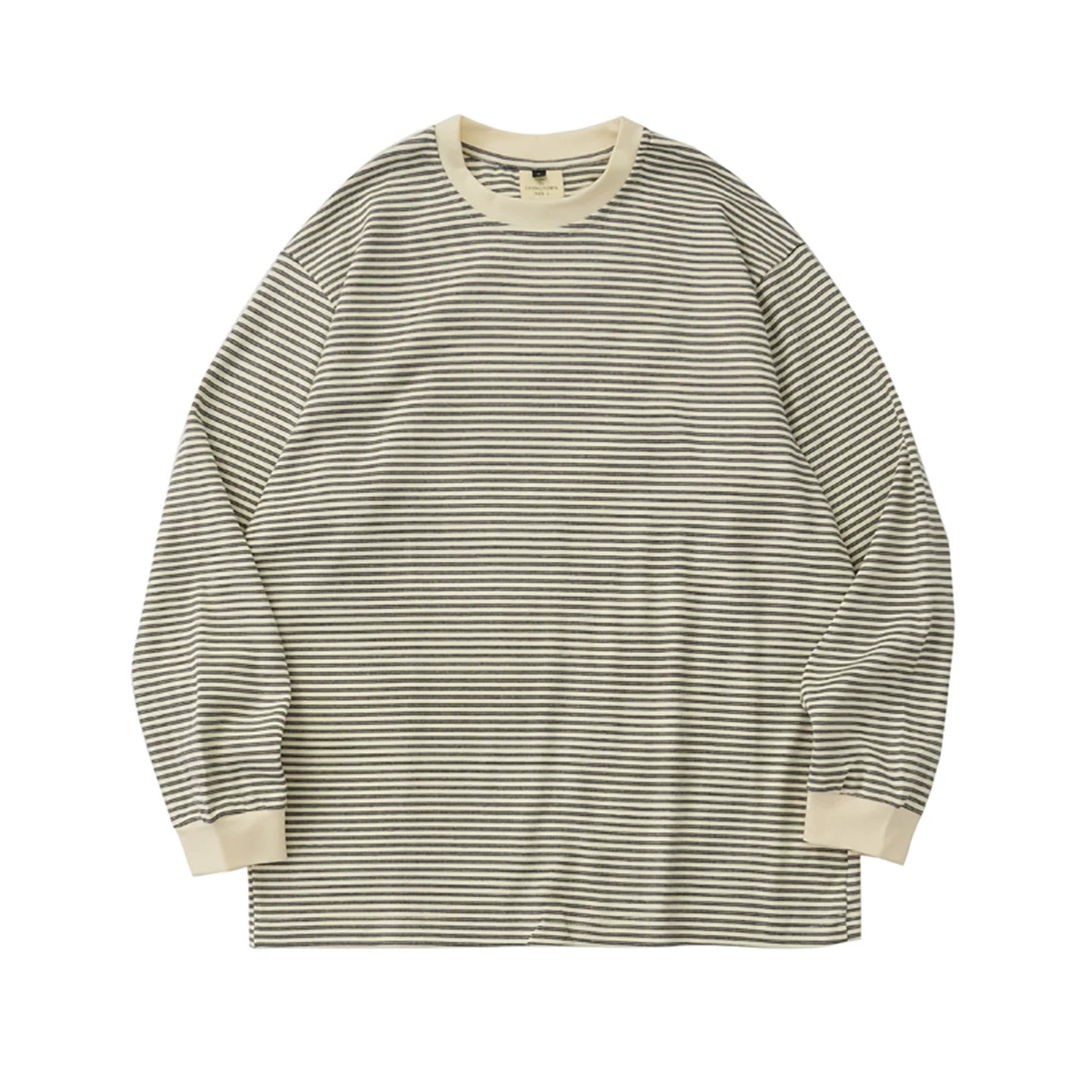 LIVINGTOWN Striped Loose Crew Neck Long Sleeve