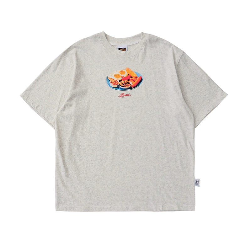Battles Food Themed Retro Print Casual Tee