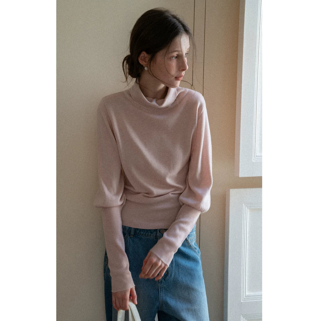 EGGKA Crew Neck Waist Wool Knitted Sweater