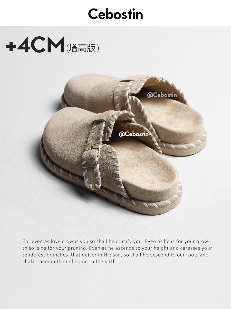 Cebostin 4CM Heightened Version Anti-velvet Handmade Thick-soled Birkenstock Half Slippers