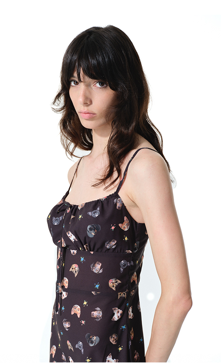 Two Little Guys Vintage Puppy Print Suspender Dress