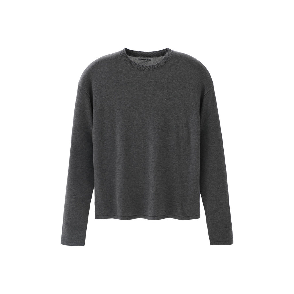 ZOZOFOREST Row Style Wheat Ear Collar Old Money Basic Commuter Base Knitted Long Sleeve