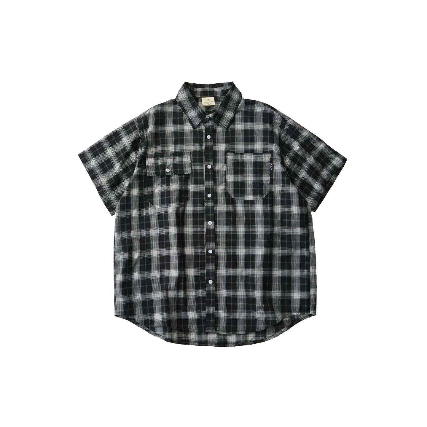 LIVINGTOWN Vintage Loose Casual Checked Short Sleeve Shirt