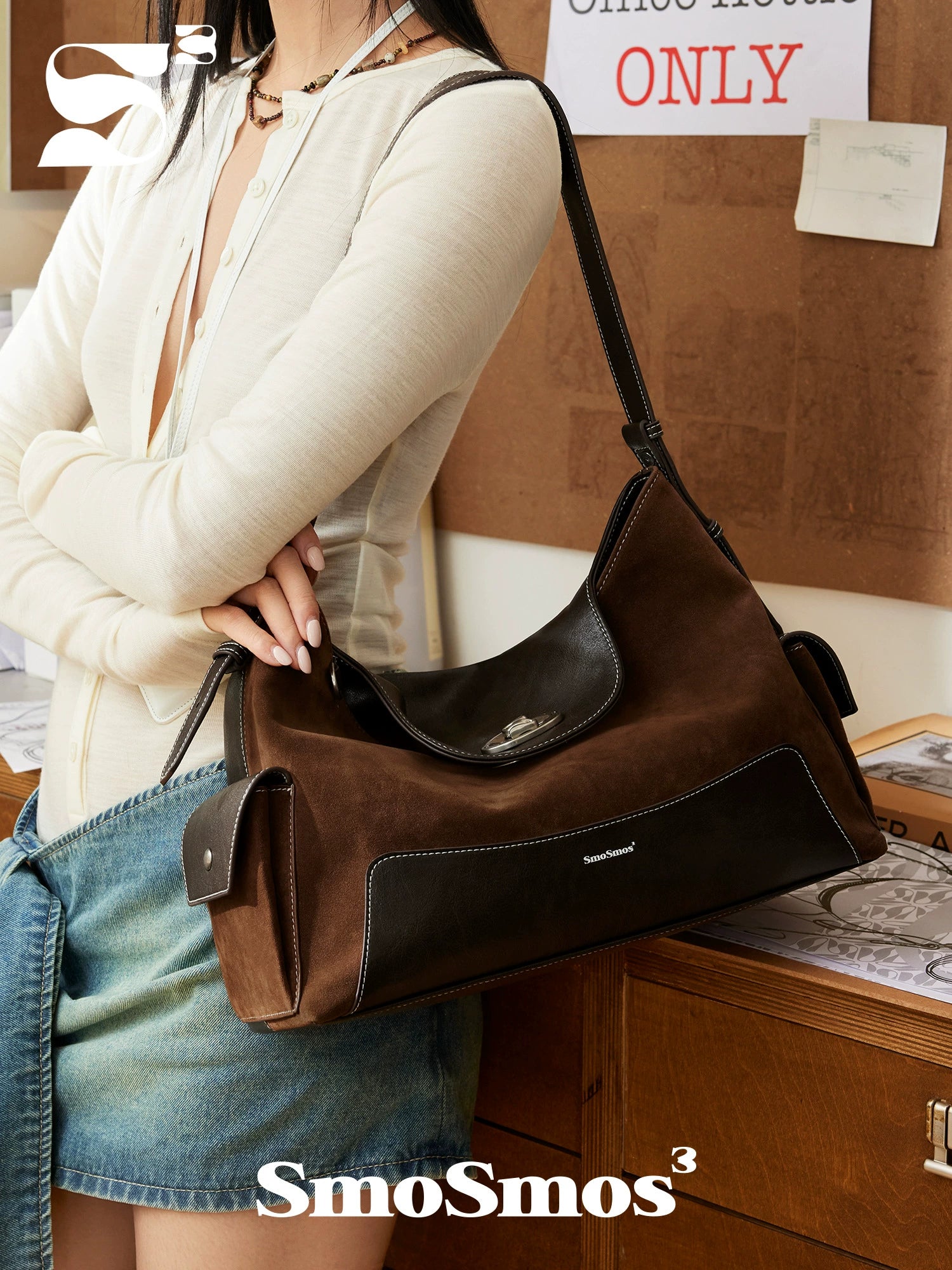 SmoSmos Suede Bag Shoulder Underarm Crossbody Bag