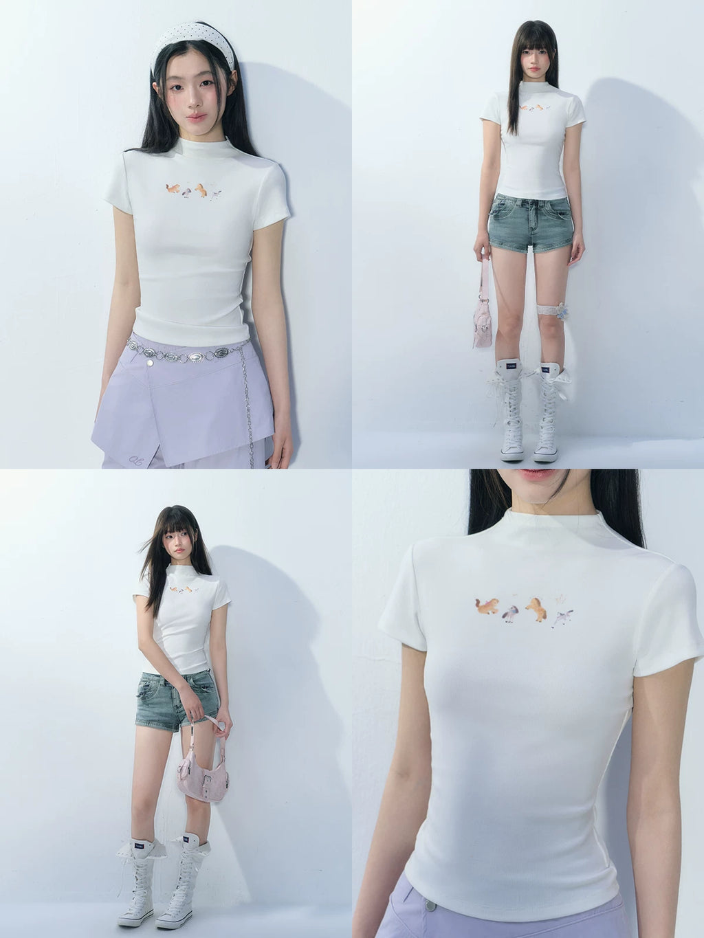 Ablueberry Slim Casual Short Tee