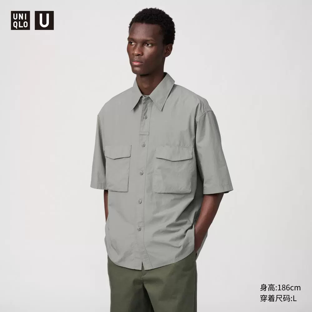 Uniqlo U series cooperative/men's and women's tooling shirts/short-sleeved shirts, pure cotton casual 476245