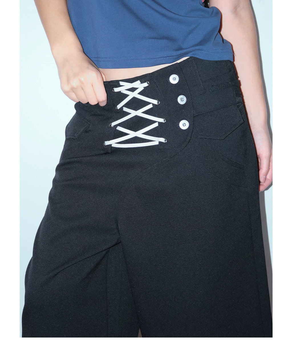 FUNKYFUN Strap Splicing Loose Casual Shorts
