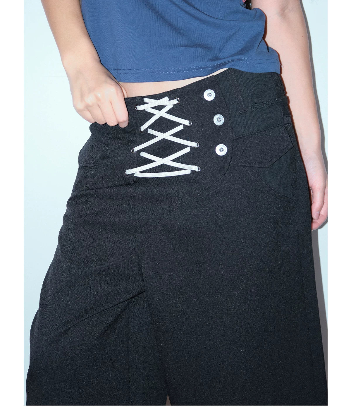 FUNKYFUN Strap Splicing Loose Casual Shorts