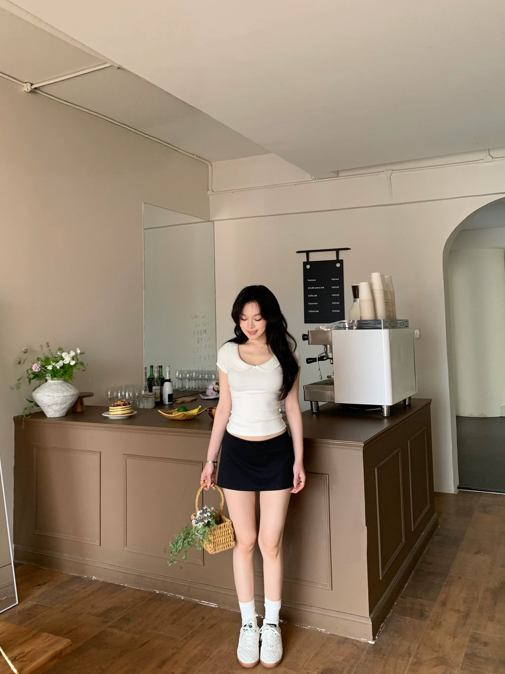 Popchee U-neck Simple Versatile Tee
