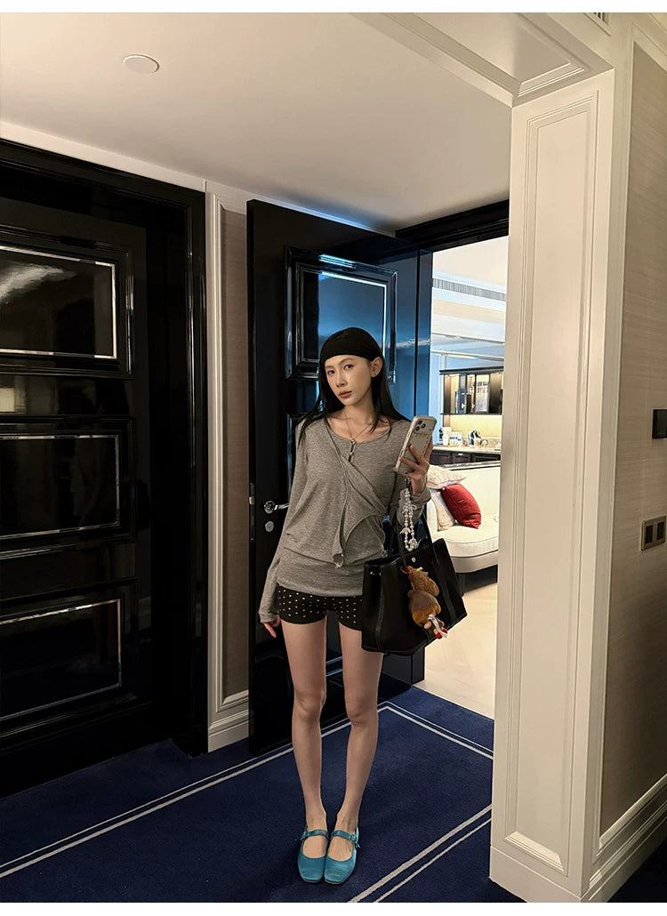 YOUNG KYLIN Slim-fit Two-wear Design Long-sleeved Dress