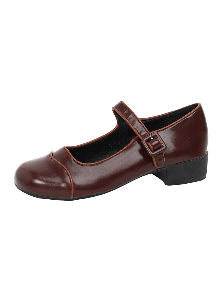 CHRNDXEE Retro Light Mouth Thick Heel Shoes