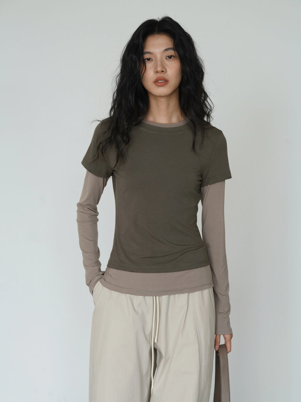 EIGHTHMONTH Contrast Fake Two-piece Versatile Splicing Long Sleeve