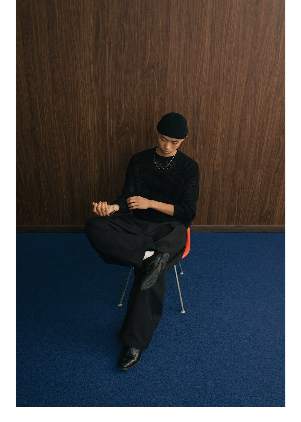 SUPERTOFU Ribbed Hem Hollow Knitted Sweater