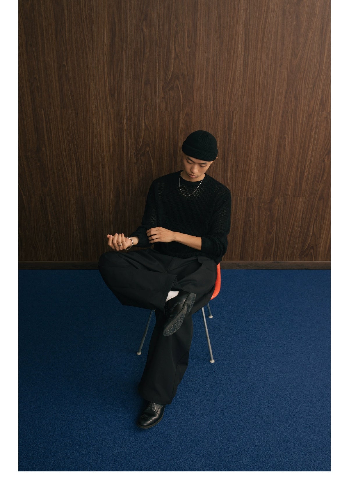 SUPERTOFU Ribbed Hem Hollow Knitted Sweater