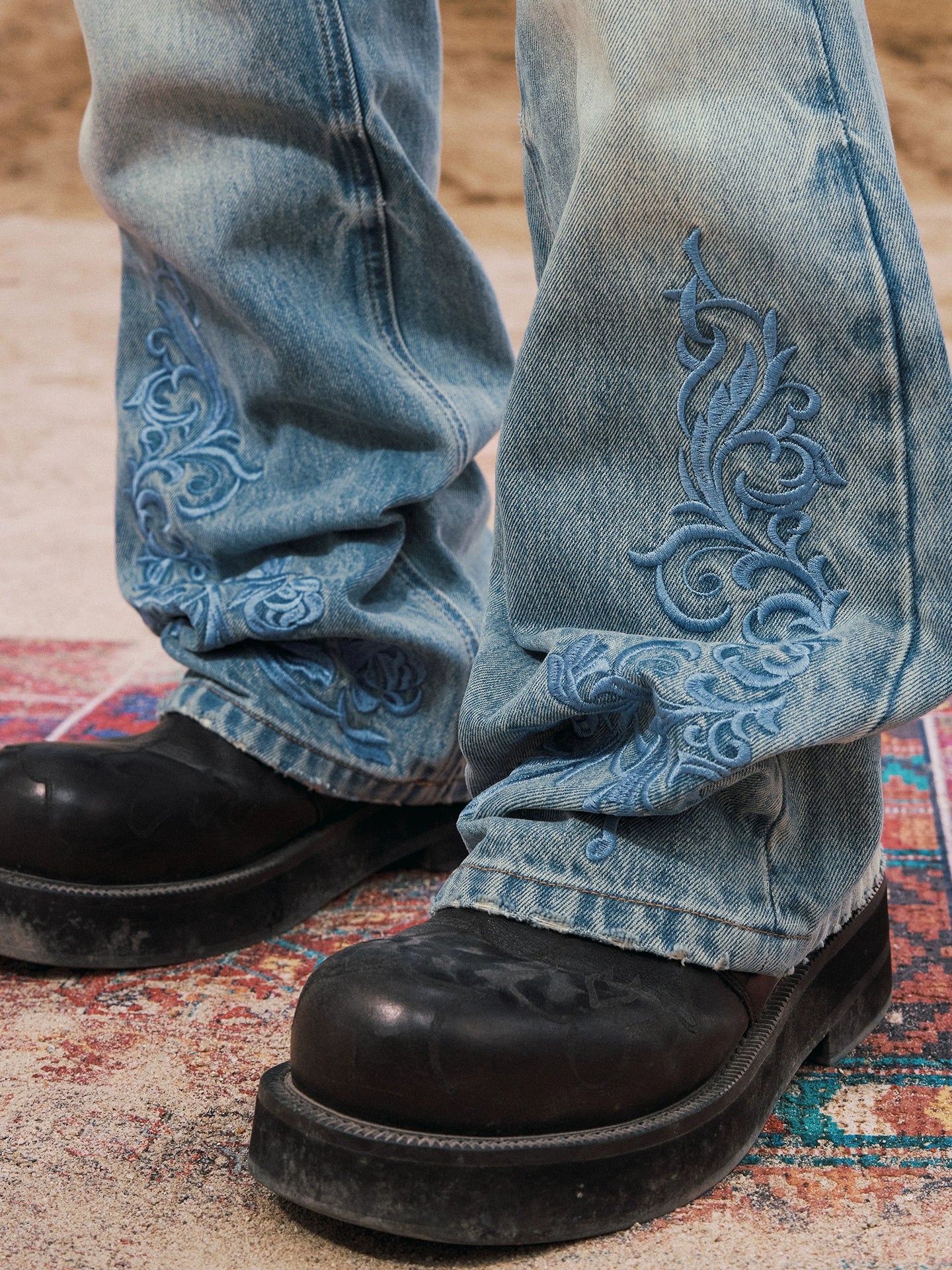 YADcrew Vintage Old Loose Straight Versatile Jeans