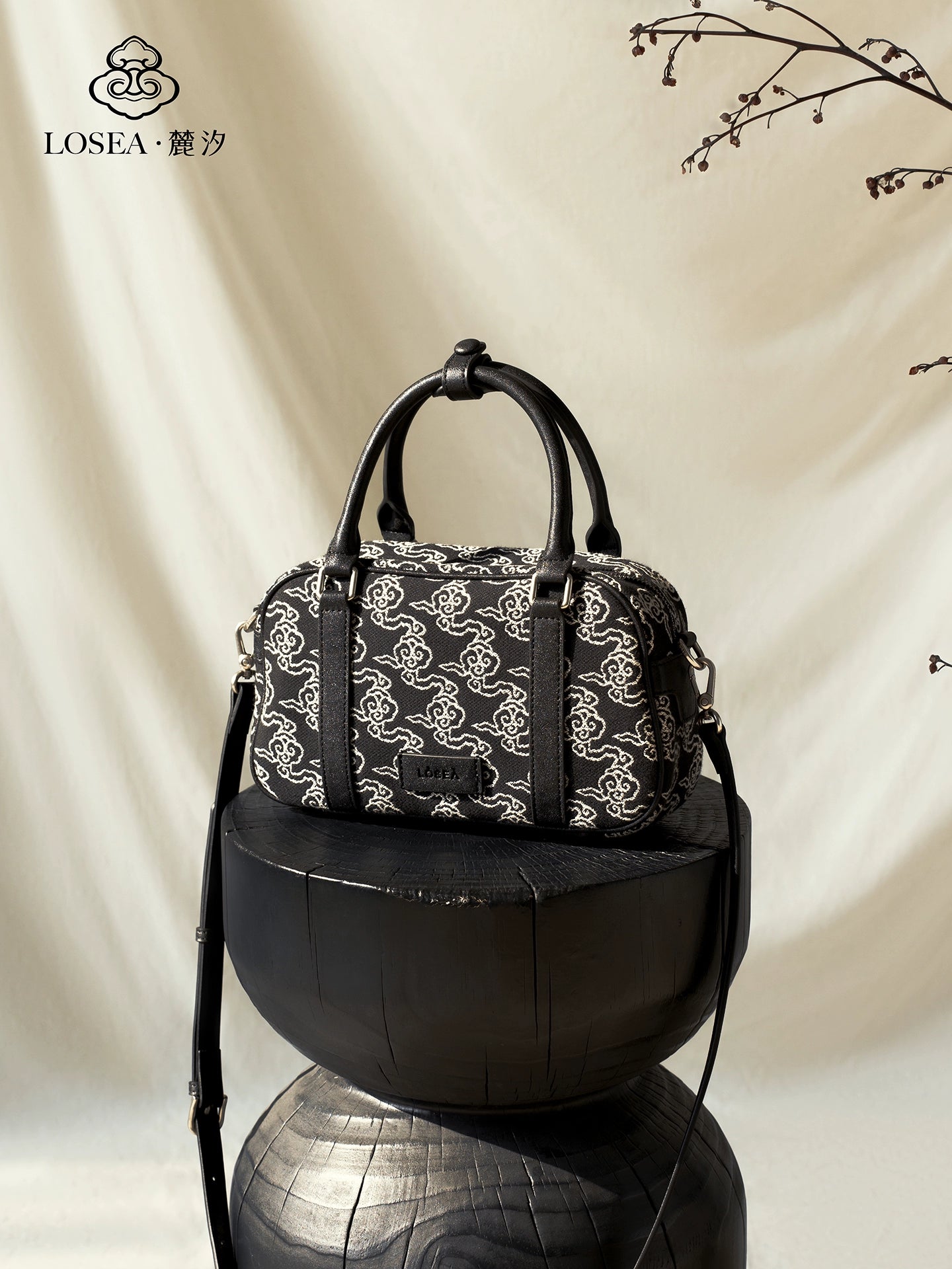 LOSEA Embroidered Boston Pillow Bag Bag