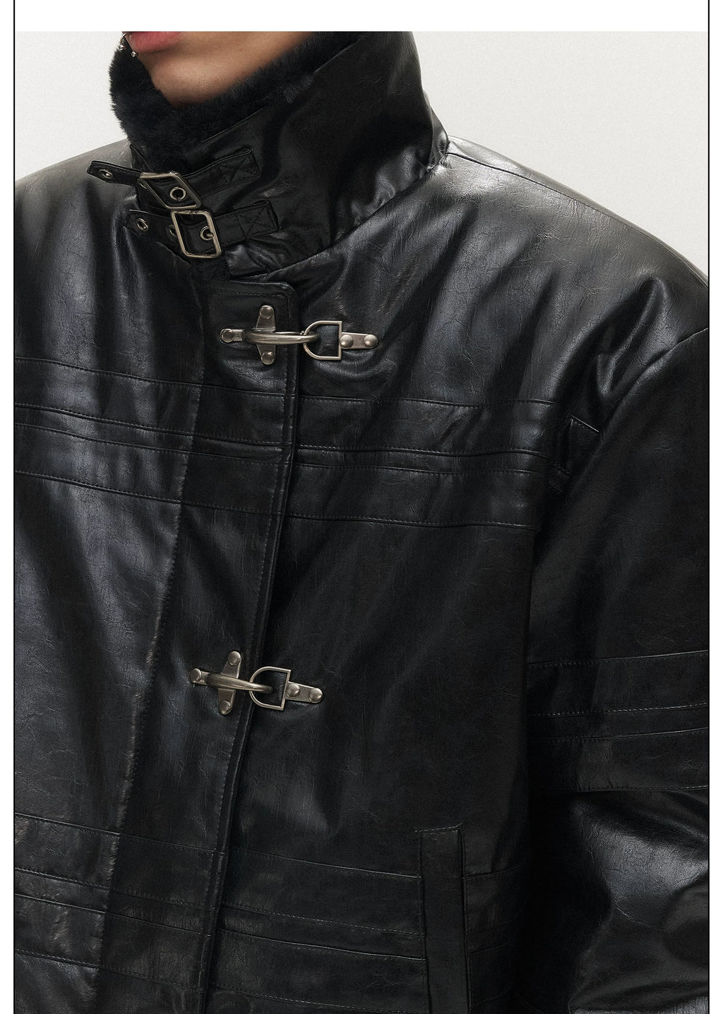 SGWCULT Stitched Silhouette Niche Leather Jacket