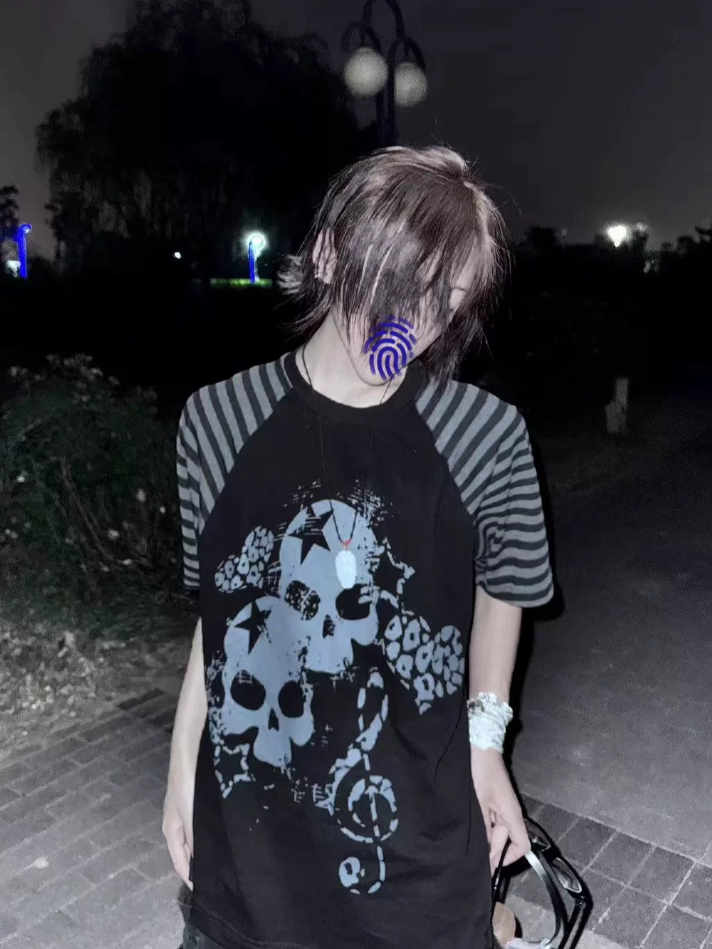 WETBODY Tattoo Skull Print Shoulder Tee