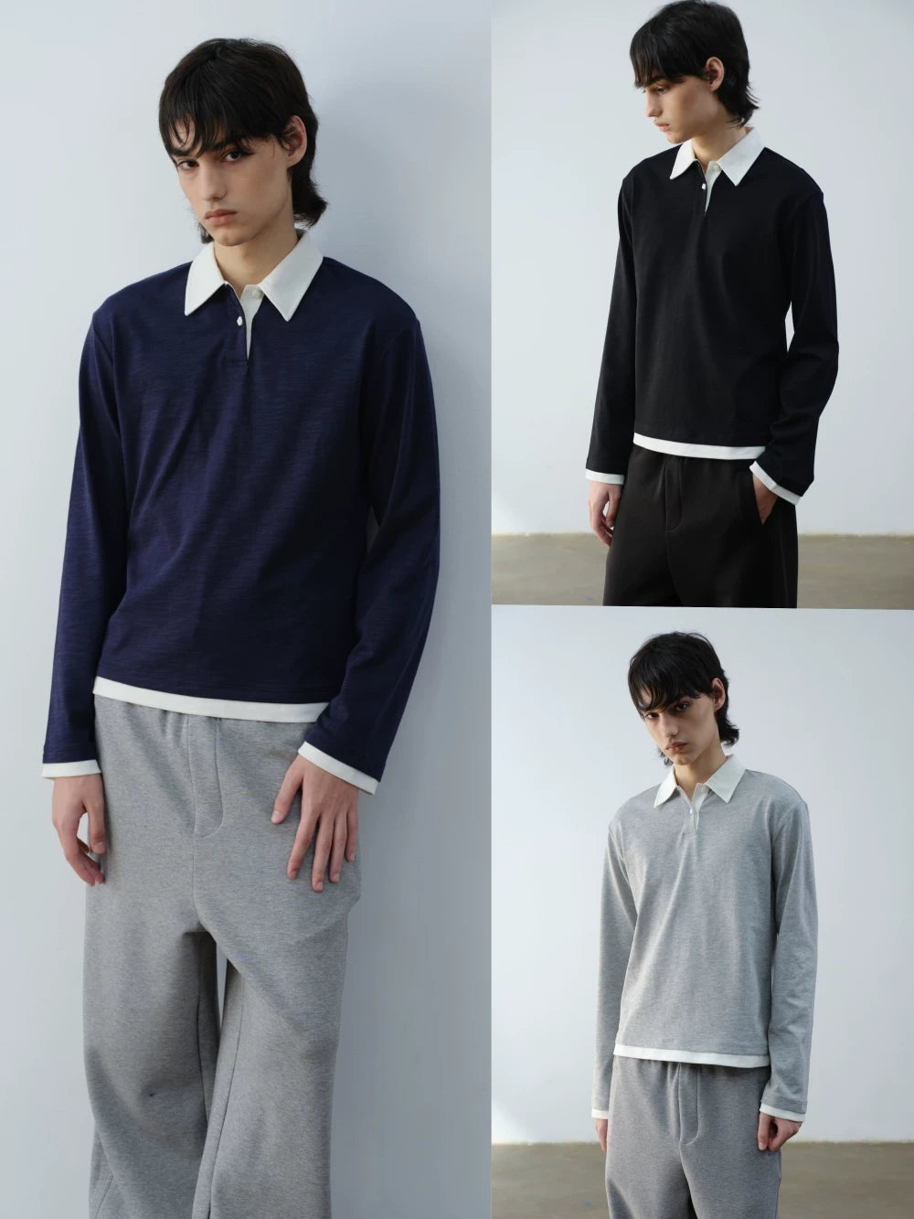 VLABMADE Retro Fake Two-piece Contrasting Long Sleeves