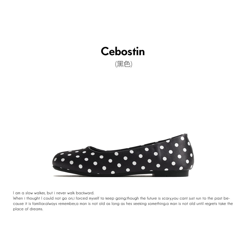 Cebostin Polka Dot Inner Height Increase Shallow Mouth Single Shoe