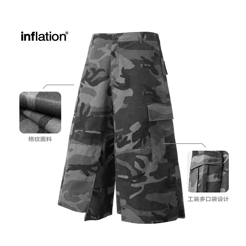 Inflation Checked Camouflage Tooling Cropped Shorts