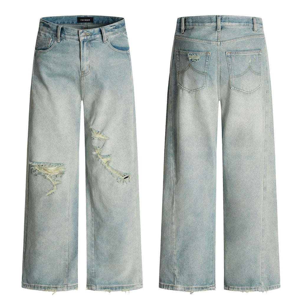 11KN Retro Loose and Thin Wide-leg Casual Jeans