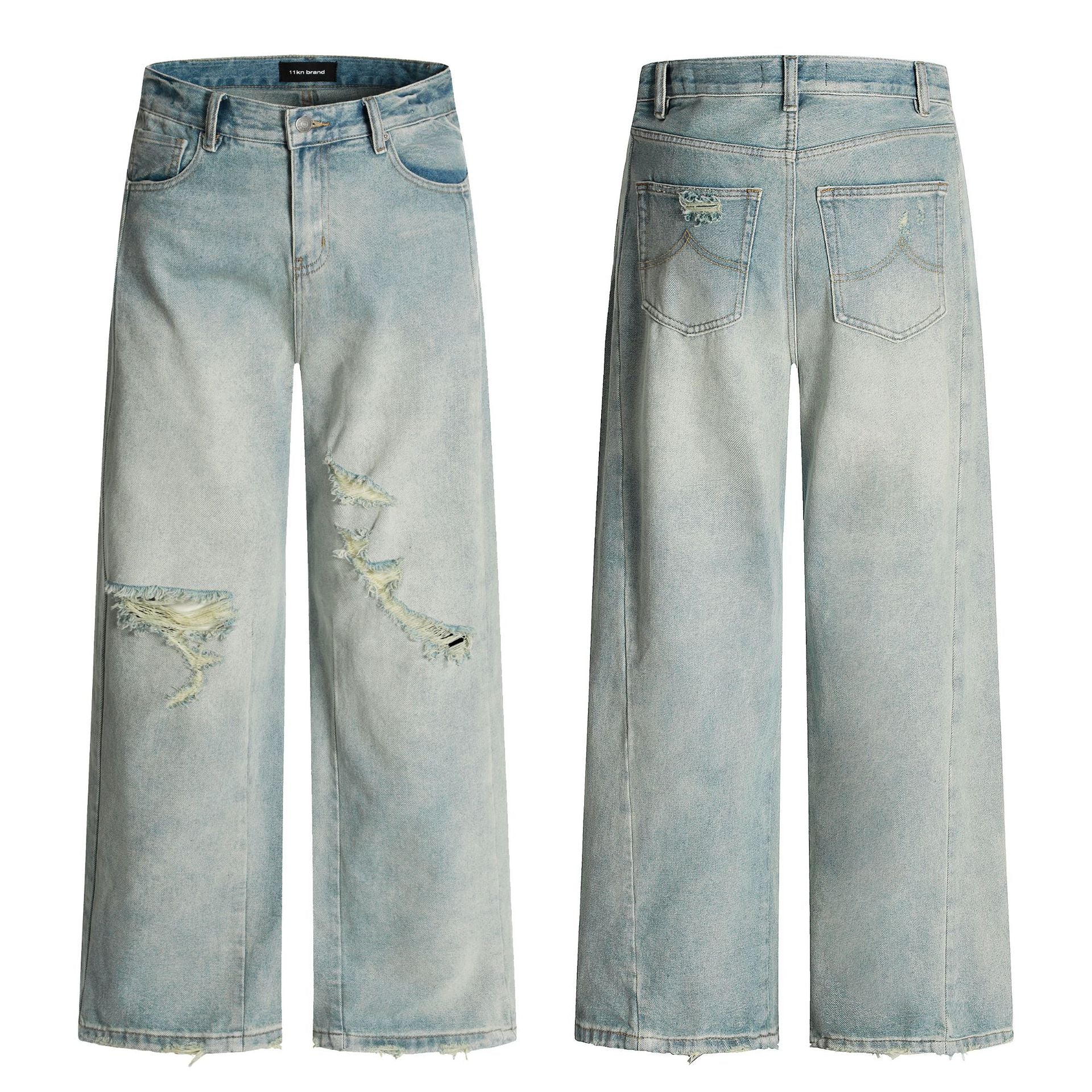 11KN Retro Loose and Thin Wide-leg Casual Jeans