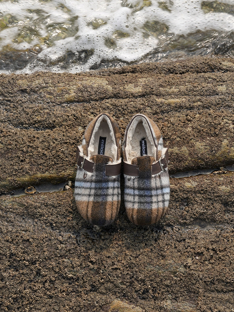 Milooey Retro Flat Leather Plush Shoes