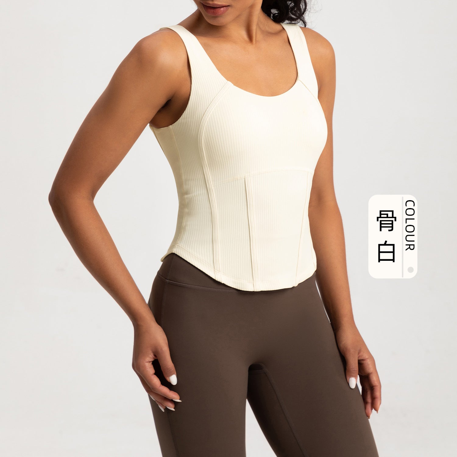 Athena Lulu Skinny Belly Ribbed Top with Chest Pads