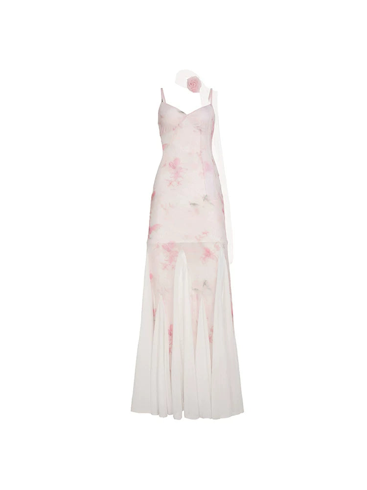 FUNOFF Backless Scarf Suspender Fishtail Dress
