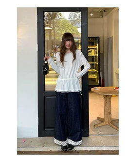 Kano Waist Strap Drawstring Loose Crew Neck Long Sleeves