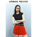 URBAN REVIVO Fashion Versatile Solid Color Slim Crew Neck Tee
