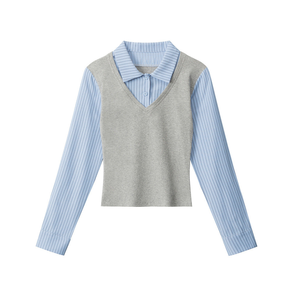 Nariele College Fake Two-piece Long Sleeve