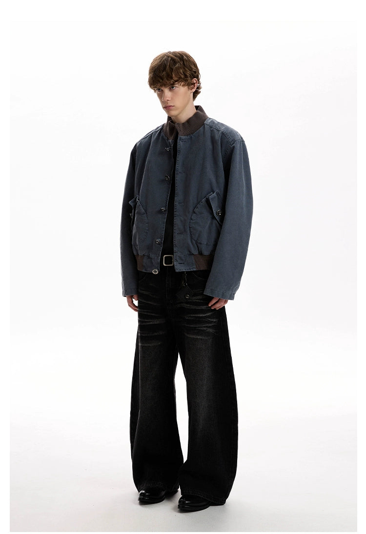 A PUEE Retro Short Stand-up Collar Versatile Jacket