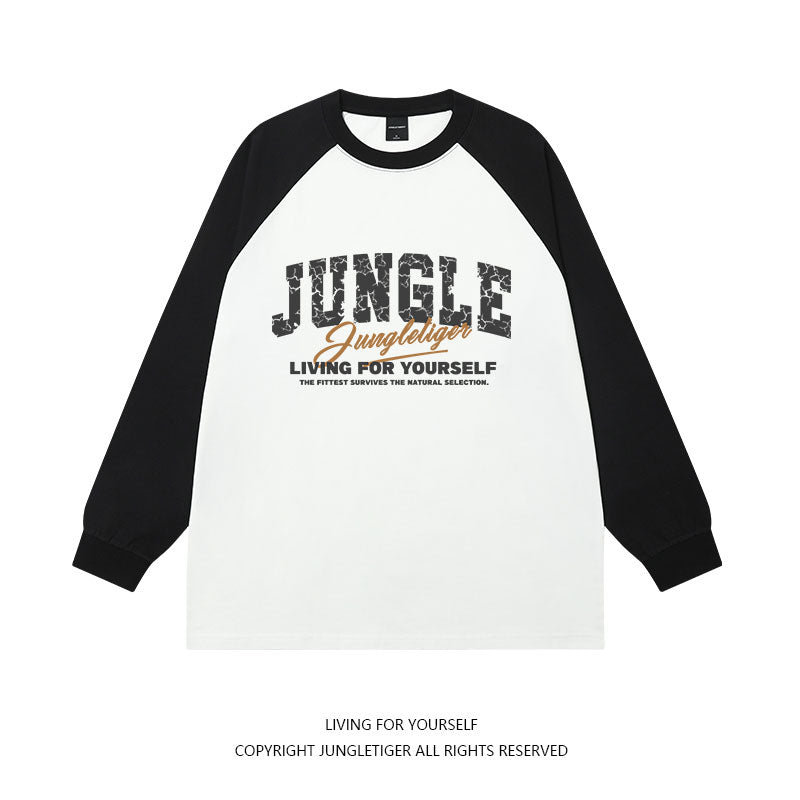 Jungle tiger Japanese cityboy shoulder plugged long-sleeve tee