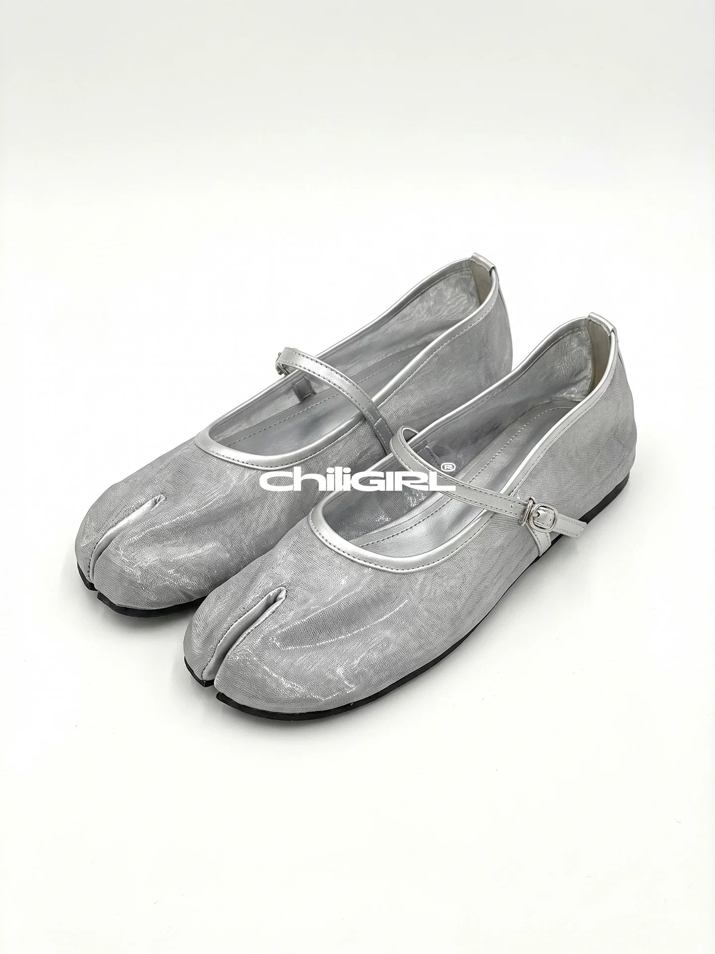 CHILIGIRL Split-toed Shallow-mouth Flat-soled One-word Strap Single Shoes