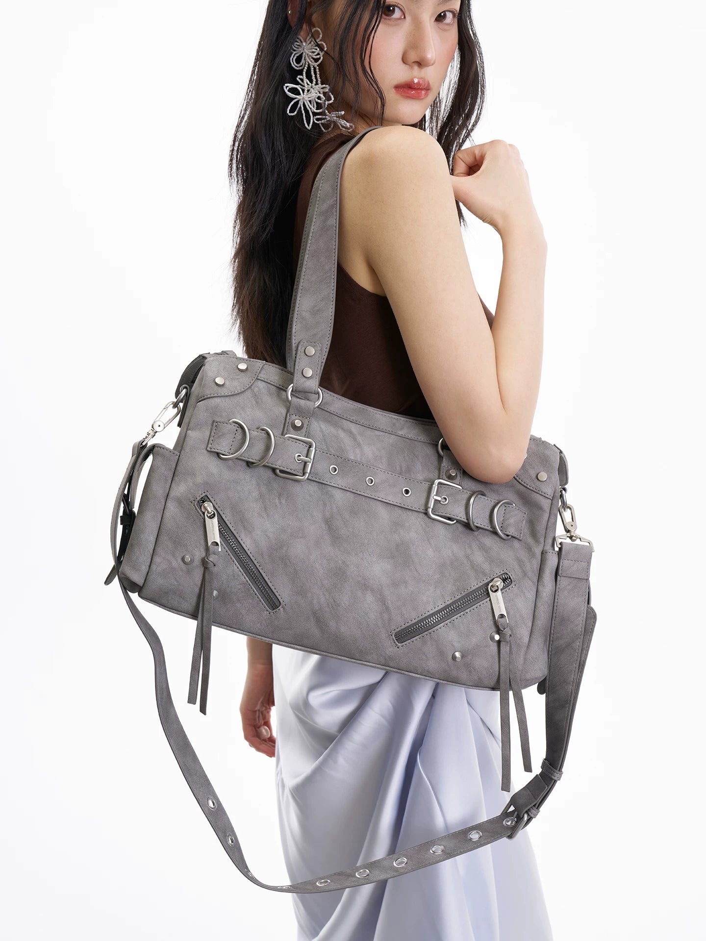 JANDRESS Rivet Large Capacity Shoulder Underarm Bag