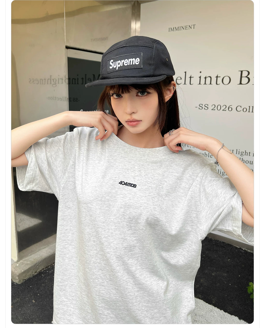 404MOB Letter Print Casual Versatile Tee
