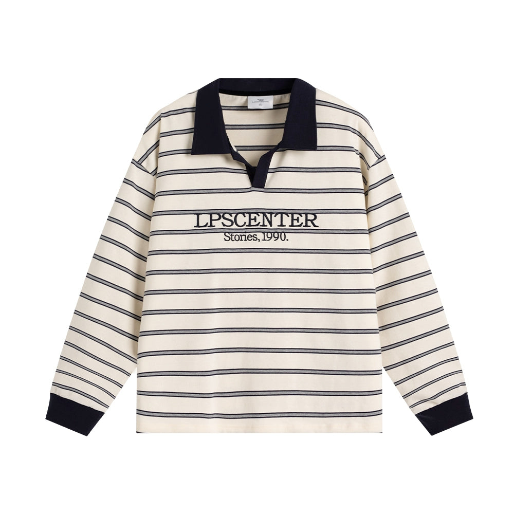 Loopsoon Vintage Striped Contrasting Polo Shirt