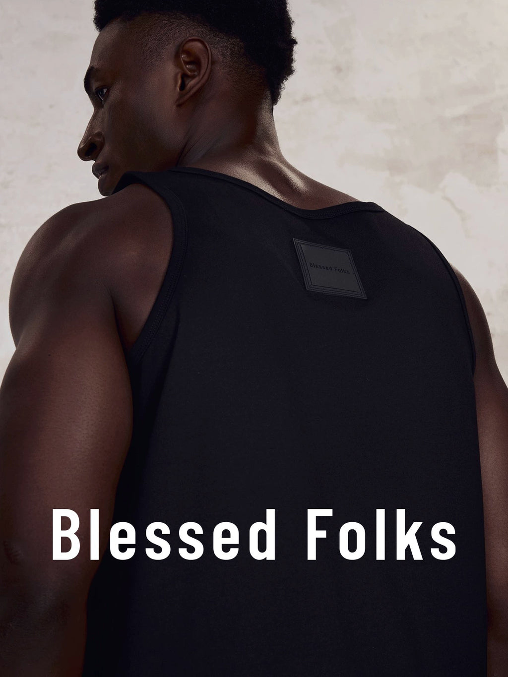 Blessed Folks Cotton Label Logo Crew Neck Casual Sports Vest